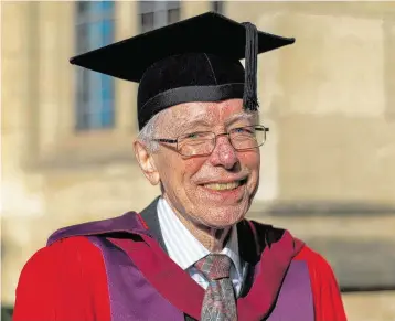  ?? The University of Bristol ?? Nick Axten graduated from his Ph.D. program at the University of Bristol in February, over 50 years after he began his doctorate.