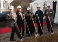  ?? SUBMITTED PHOTO ?? Pictured from left are: state Rep. Steve Barrar; Patti Gray, Executive Director, The Residence at Chadds Ford; Denise Stewart, Executive Director, Delaware County Office Of Services for the Aging (COSA); Betsy Shelley, Webster Bank; and Michael Stroller, CEO, LCB Senior Living.