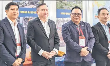  ?? ?? Transport Minister Anthony Loke (second left) alongside Sabah Tourism Board chief executive officer Julinus Jeffrey Jimit (second right) and Malaysia Airports Holdings Berhad acting group chief executive officer Mohamed bin Rastam Shahrom (left) at the Route Asia 2024 in Langkawi.