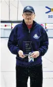  ?? OLIVIA MALLEY • THE NEWS ?? John “McStick” McNaughton was inducted into the Nova Scotia Stick Curling Hall of Fame in a ceremony at New Glasgow’s Bluenose Curling Club.