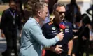  ?? ?? Christian Horner, pictured speaking to media during practice in Bahrain on Thursday, saw Mercedes have the best of season’s opening day. Photograph: Kym Illman/Getty Images