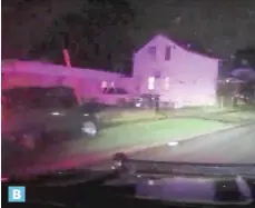  ?? WAUKEGAN POLICE DASHCAM VIDEO ?? B
LEFT TO RIGHT: Video released Wednesday by the city of Waukegan shows a vehicle jumping the curb ( A) at Martin Luther King Jr. and South avenues. An unseen officer then gets out of his vehicle and starts to order Tafara Williams and Marcellis Stinnette to get out of their car ( B). Williams puts the car in reverse ( C), and then at least six shots can be heard.