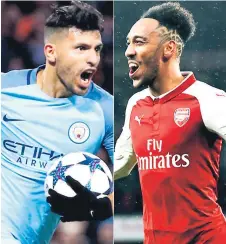  ??  ?? GOLEADORES. Sergio Kun Agüero y Pierre-Emerick Aubameyang estarán frente a frente hoy.