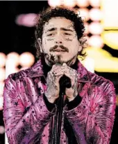  ?? BEN HIDER/INVISION 2019 ?? Post Malone has received 16 Billboard Music Award nomination­s, including top male artist and top rap artist.