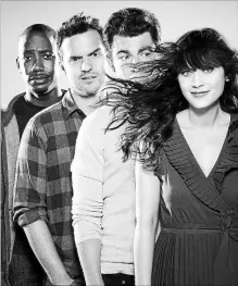  ?? FOX ?? Lamorne Morris, from left, Jake Johnson, Max Greenfield, Zooey Deschanel star in “New Girl.” The final season begins Tuesday at 9:30 p.m. on Fox.