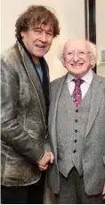  ??  ?? Michael D shakes hands with actor Stephen Rea