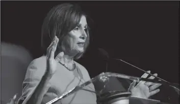  ??  ?? Speaker of the House Nancy Pelosi, D-California, addresses the NAACP convention Monday in Detroit.