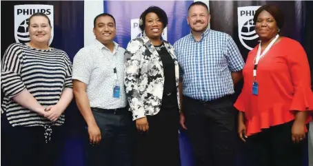  ??  ?? L-R: Business Marketing Manager, Kitchen Appliance Africa, Philips Personal Health, Nicole Dix; General Manager, SPAR, Martin Dominic; General Manager Personal Health, Philips West Africa, Chioma Iwuchukwu-Nweke; Commercial Leader, Personal Health and SRC Africa, Philips Africa, Michael Mckechnie and CEO, Africa Baby Care Limited, Ezinwanne Ajayi, at the Philips 2018 resellers conference in Lagos...recently