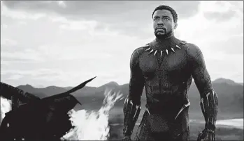  ?? MARVEL/DISNEY STUDIOS ?? Chadwick Boseman stars as Marvel Studios’ first Black superhero T’Challa, the King of Wakanda, in “Black Panther.”