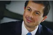  ?? BEBETO MATTHEWS — THE ASSOCIATED PRESS ?? On April 29, 2019, then-Democratic presidenti­al candidate Mayor Pete Buttigieg, from South Bend, Indiana, listens during a lunch meeting with at Sylvia’s Restaurant in the Harlem neighborho­od of New York.