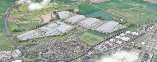  ??  ?? >
An artist’s impression of the proposed Peddimore industrial developmen­t near Sutton Coldfield