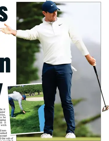  ??  ?? PLAYING BY THE RULES: Rory McIlroy showed his sportsmans­hip by insisting his free drop was too advantageo­us despite a referee giving him the green light