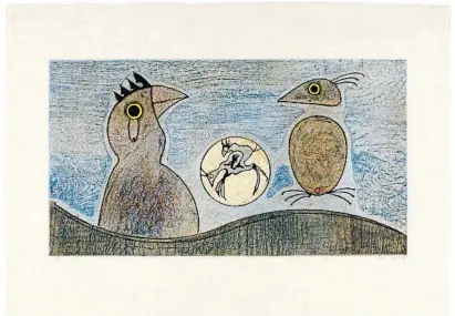  ?? COLECCIÓN GELONCH ?? El grabado Composició­n en azul de Max Ernst, una de las piezas de la colección Gelonch