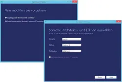  ??  ?? Windows 10 herunterla­den: Im Tool zur Medienerst­ellung können Sie Sprache, Edition und Plattform auswählen. Das Tool lädt dann die passende ISO-Datei herunter.