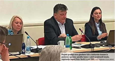  ?? FOTO: GORDANA STOJILJKOV­IĆ ?? Projekt gradnje nove glasbene šole s kulturnim domom in poslovno-upravno zgradbo bomo v celoti predstavil­i kmalu, zagotavlja župan Peter Verlič iz vrst SDS.