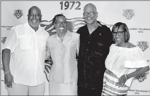  ??  ?? Class president Fred Bledsoe, event speaker Patricia Boykin-Hopes, Edwin L. Hawkins Scholarshi­p co-founder Rick Collins and Jackie Stewart