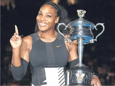  ?? Picture: Getty. ?? Serena Williams is all smiles after picking up her 23rd major title.