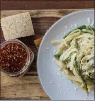  ?? PHOTO BY DENISE WOODWARD ?? Allison Arevalo’s Old School Fettucine Alfredo with Asparagus is an easy and delicious recipe to start your Pasta Friday tradition with family and friends.