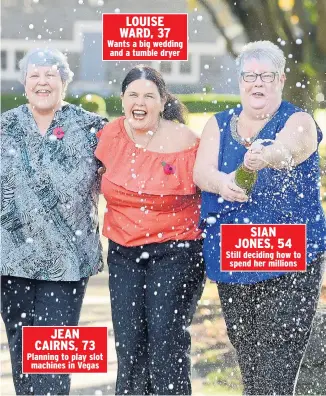  ?? Pictures: PA / NORTH NEWS ?? SIAN JONES, 54 Still deciding how to spend her millions JEAN CAIRNS, 73 Planning to play slot machines in Vegas LOUISE WARD, 37 Wants a big wedding and a tumble dryer