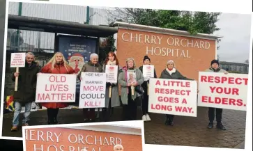  ?? ?? Fighting to be heard: Protestors at the hospital and, left, Maria Stynes, Geraldine Higgins and Tom McGennis