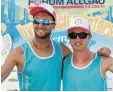  ?? Foto: Tobias Weber ?? Die Beachvolle­yballer Florian Schwei kart (links) und Niki Stooß holten in Überlingen Silber.