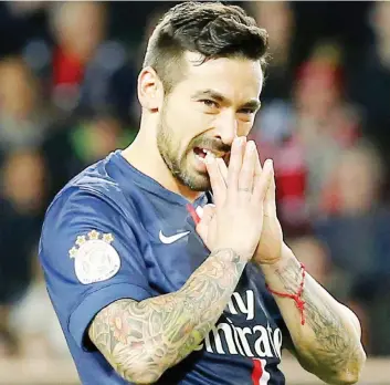  ?? ANSA ?? Ezequiel Lavezzi, 30 anni