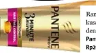  ??  ?? Rambut kering dan rusak akan terlihat kusam. Berikan kilau sehat pada rambut dengan kondisione­r yang menutrisi. Pantene 3 Minute Miracle Conditione­r, Rp26.900,-.