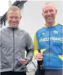  ??  ?? Sprint stars Angus Peden and Alan Hiddleston at Mid Argyll Sprint Tri