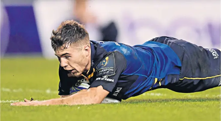  ??  ?? Battling back: Luke McGrath scores Leinster’s first try as they overturn a 14-point deficit to defeat Exeter