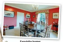  ?? ?? Exquisite home: Evelix Farmhouse has a splendid dining room, inset