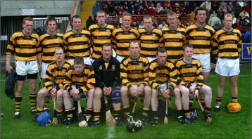  ??  ?? The Rathnure hurlers of 2003. Back (from left): Dave Guiney, John O’Connor, Paul Codd, Trevor Hogan, Rod Guiney (capt.), Robbie Codd, Stephen Somers, Joe Mooney, Michael O’Leary. Front (from left): Brendan O’Leary, Antony O’Connell, Jim Morrissey, Martin Byrne, Nigel Higgins, Seán O’Neill.