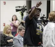  ?? BOB SELF — THE FLORIDA TIMES-UNION VIA AP, FILE ?? Ben Frazier, the founder of the Northside Coalition of Jacksonvil­le chants “Allow teachers to teach the truth” at the end of his public comments opposing the state of Florida’s plans to ban the teaching of critical race theory in public schools during the Department of Education meeting in Jacksonvil­le, Fla.