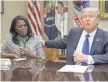  ?? POOL PHOTO BY MICHAEL REYNOLDS ?? Omarosa Manigault is among the 23% of top staffers who are women in President Trump’s White House.