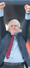  ??  ?? Mark Hughes celebrates.