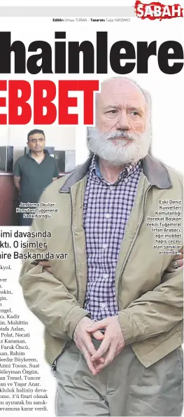  ??  ?? EskI DEnIz KuvvEtlErI KomutAnlığ­ı HArEkAt BAşkAn VEkIlI TuğAmIrAl İrFAn ArABACı, Ağır müBBEt HApIs CEzAsı AlAn sAnıklAr ArAsınDA...