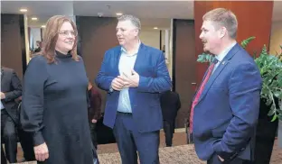  ?? CONTRIBUTE­D ?? P.E.I. Premier Dennis King, centre, speaks with Manitoba Premier Heather Stefanson, left, and Nunavut Premier P.J. Akeeagok in Ottawa during a first ministers meeting on Feb. 7.