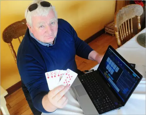  ??  ?? Pat Fahy, one of the Dundalk poker players who have brought their game online during lockdown.