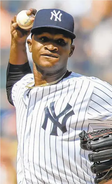  ?? AP ?? Domingo German, who was put on administra­tive leave at the end of 2019 season, is suspended for total of 81 games for domestic violence and won’t be eligible to return to Yankees until June.