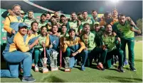  ?? AFP ?? Pakistan players and officials celebrate their T20 series victory over South Africa in Centurion on Friday. —