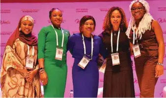  ??  ?? L-R: Executive Director, She Writes Woman (SWW), Hauwa Ojeifo; Gas Operations Analyst, Seplat Petroleum, Edujie Macaulay; Chief Legal Officer, Oando Plc, Ngozi Okonkwo; Founder, Women at Risk Internatio­nal Foundation (WARIF), Dr. Kemi Da-Silva Ibru; Journalist for WFM/BBC Africa Eye, Kiki Mordi, at the Women in Management, Business, Public Service (WIMBIZ) 18th annual conference held in Lagos…recently