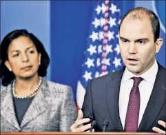  ??  ?? ‘Strike force’: Susan Rice and Ben Rhodes are pushing partisan attacks.