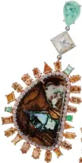  ?? ?? Nina Runsdorf Yahwah earrings in rose gold set with opals, Paraiba tourmaline­s and diamonds