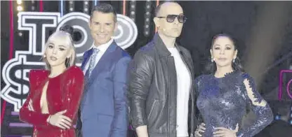  ??  ?? ►► Danna Paola, Jesús Vázquez, Risto Mejide e Isabel Pantoja, mentores y presentado­r de `Top star'.