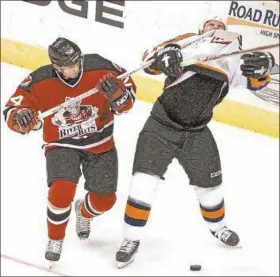  ?? DIGITAL FIRST MEDIA FILE PHOTO ?? The Philadelph­ia Phantoms and Albany River Rats mix it up in this 2004 game at the then-named Pepsi Arena in Albany.