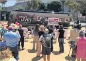  ?? Brittny Mejia Los Angeles Times ?? COUNCILMAN Mike Bonin addresses rallygoers, warning them “we cannot rest” against repeal efforts.