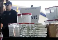  ?? MAMTA POPAT — ARIZONA DAILY STAR VIA AP, FILE ?? A display of the fentanyl and meth that was seized by U.S. Customs and Border Protection officers at the Nogales Port of Entry is shown during a press conference, Jan. 31, 2019, in Nogales, Ariz.