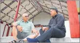  ??  ?? (Left): Paeahi Wanakore thanked the family of Samuel Middlebroo­k for the taonga (treasures) they had left behind.Paeahi Wanakore and Demetrius Samuel at Rereatukah­ia Marae discussing the protection of precious pa sites for future generation­s.