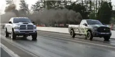  ??  ?? The 6.70 Index final was a Cummins battle with Banean Woosley and his white ’05 taking the win off the line with a better reaction time to Bruce Wilson’s ’12 Ram that ran a quicker ET.