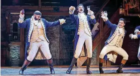  ?? [PHOTO PROVIDED BY JOAN MARCUS] ?? From left, Mathenee Treco, Jordan Donica, Ruben J. Carbajal and Michael Luwoye perform on the national tour of “Hamilton,” coming to Oklahoma City on July 30-Aug. 18, 2019.