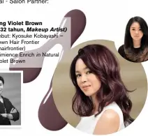  ??  ?? ENCHANTING VIOLET BROWN (WIVANLY, 32 TAHUN, Makeup Artist) Penata rambut: Kyosuke Kobayashi – Salon Aptown Hair Frontier (@aptownhair­frontier) Produk: Primience Enrich Beige &amp; Violet Brown in Natural